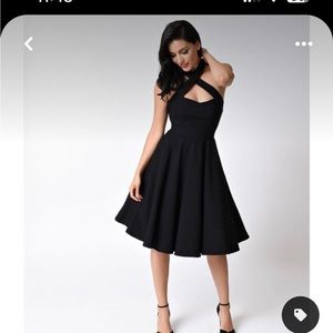 New with Tags! Sexy Unique Vintage Black Halter dress